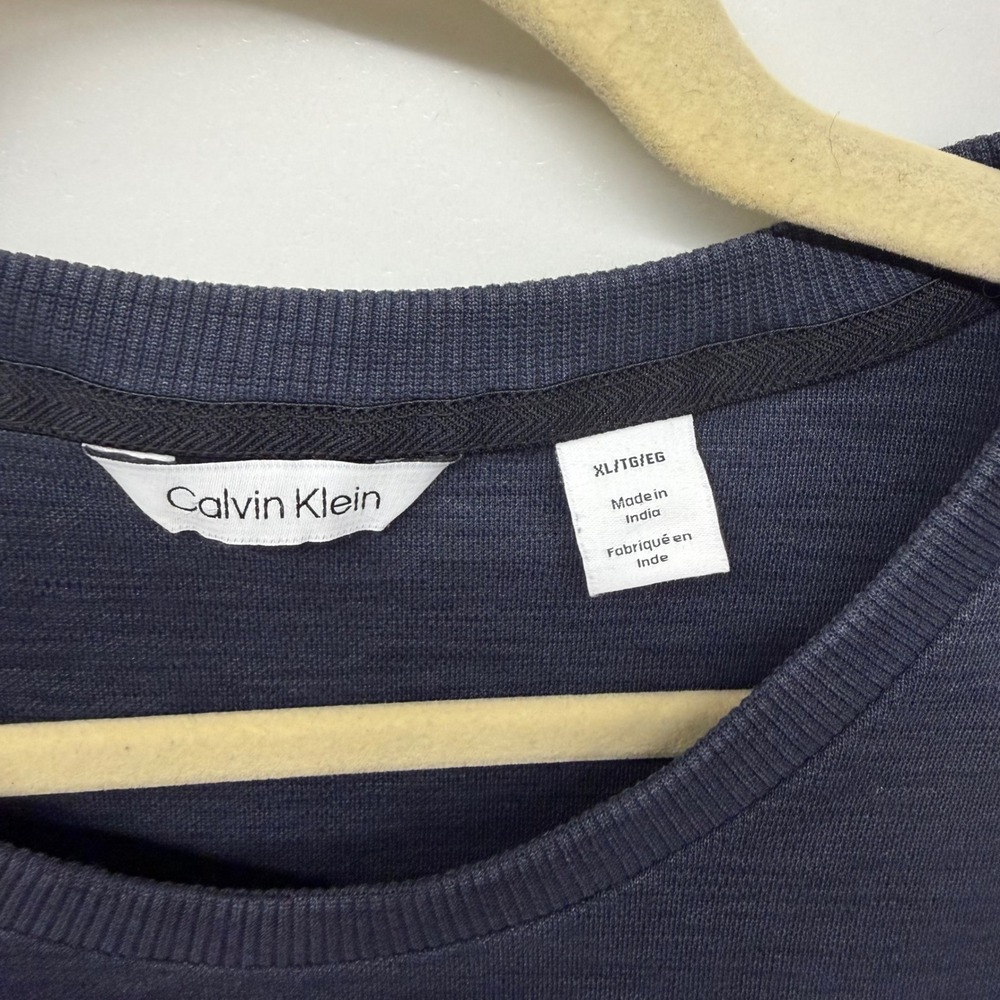 Calvin Klein Men's XL Long Sleeve Crew Neck Lightweight Sweatshirt Textured Blue - Picture 2 of 4